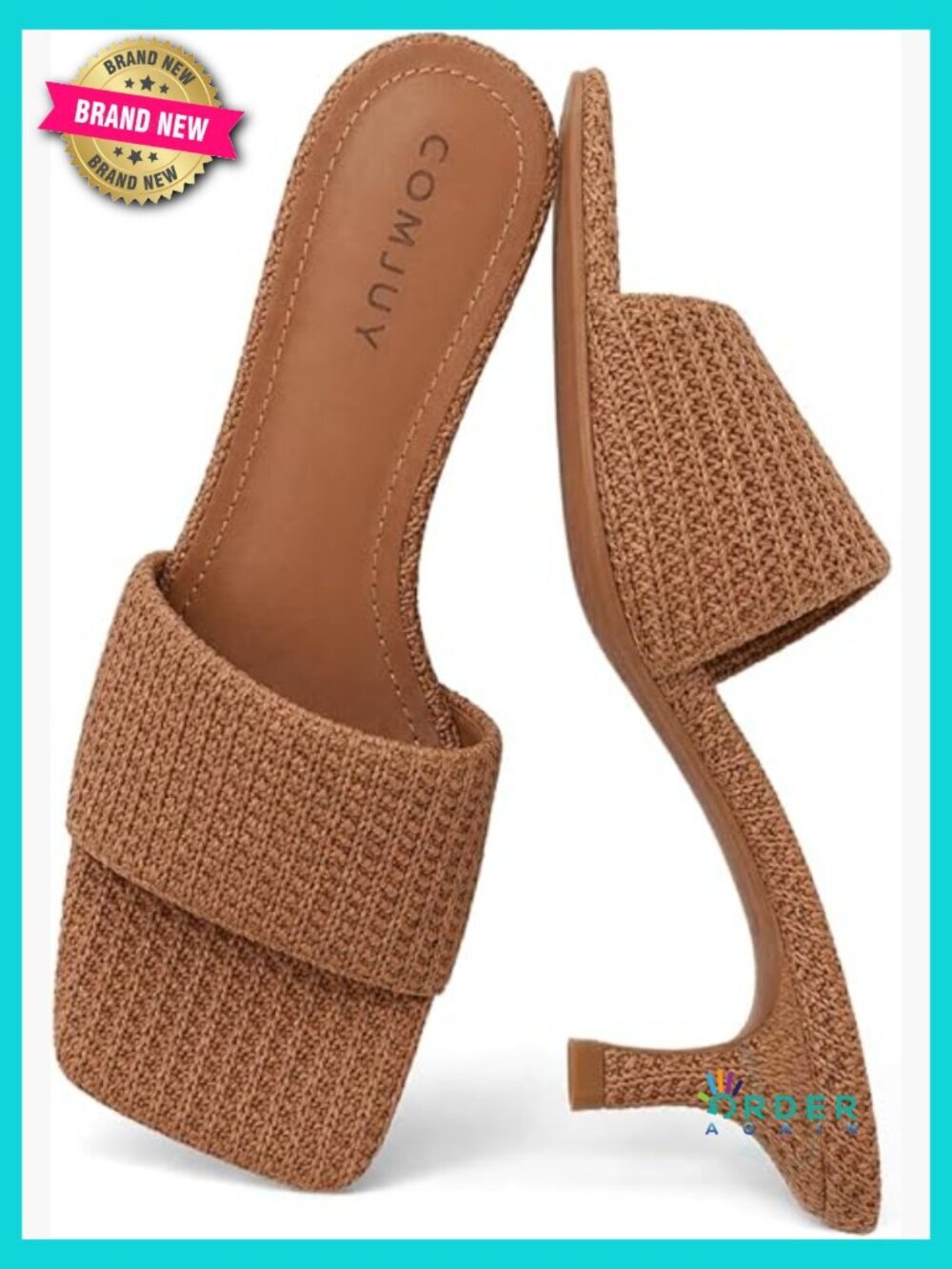 Raffia Kitten Heels Womens Square Toe Sandals Lightweight Summer Dressy Wedding